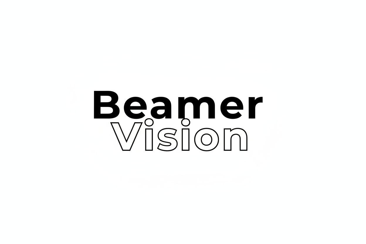 ertselle eine logo Beamer Vision weiser hintergrund und Beamer in schwarz und Vision in weiss mit schwarzer umrandung keine symbole